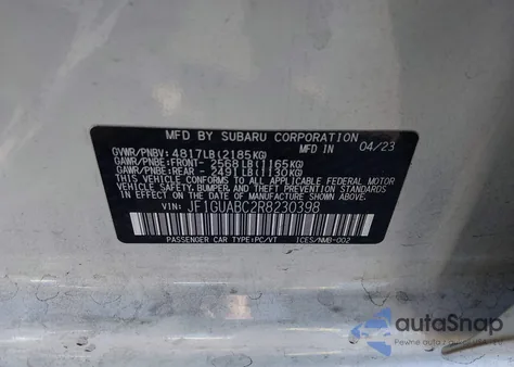 2024 Subaru Impreza Base 5-Door z USA, uszkodzony, nr VIN JF1GUABC2R8230398